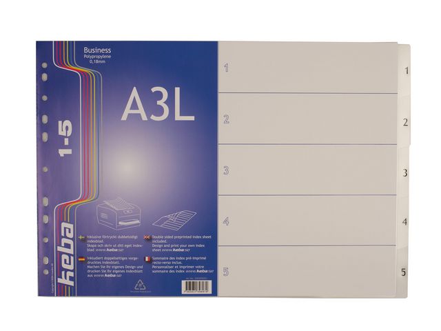 KEBA Plastregister Business LA3 PP 0,18mm 1-5 flikar | Kontorsmaterial - Pärmar och register - Plastregister - Tryckta | Kontorsexperten