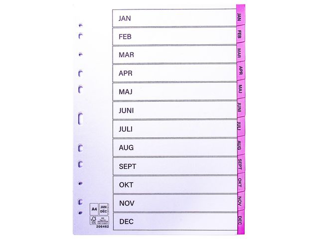 Register plastflik jan-dec rosa 10/fp | Kontorsmaterial - Pärmar och register - Servoregister | Kontorsexperten