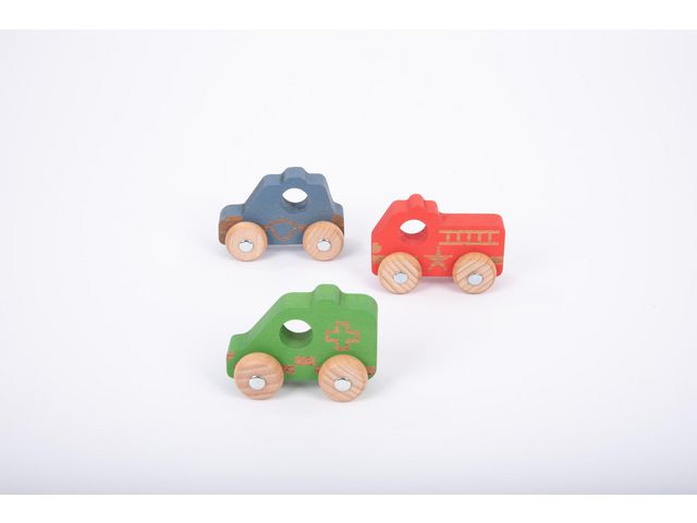 Räddningsfordon i trä 3/fp | Skola och förskola - Lekmaterial - Leksaksbilar | Kontorsexperten