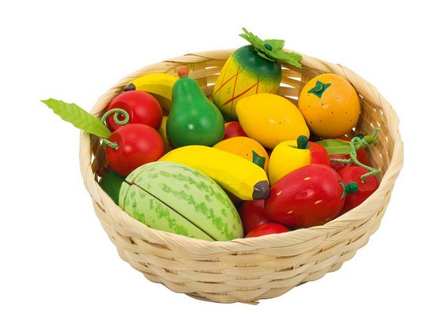 Fruktkorg med frukter i trä 23 | Skola och förskola - Lekmaterial - Kök och matlek | Kontorsexperten