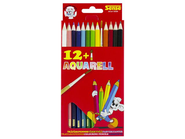 Sense Akvarellpenna sexkantig pennkropp 12 färger | Skola och förskola - Pennor och tillbehör - Färgpennor - Akvarell | Kontorsexperten