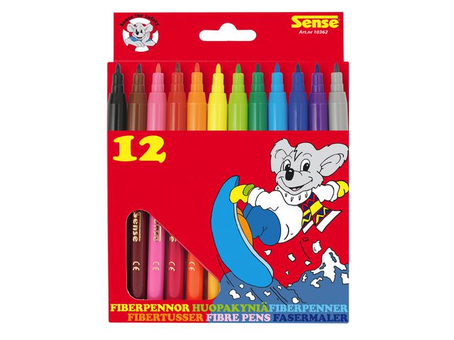 Sense Fiberpenna 12 färger | Skola och förskola - Pennor och tillbehör - Fiberpennor - Standard | Kontorsexperten
