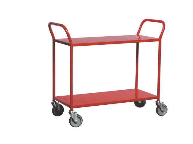 Bordsvagn 2 hyllplan Röd | Emballage och lagerutrustning - Lagerutrustning - Vagnar | Kontorsexperten