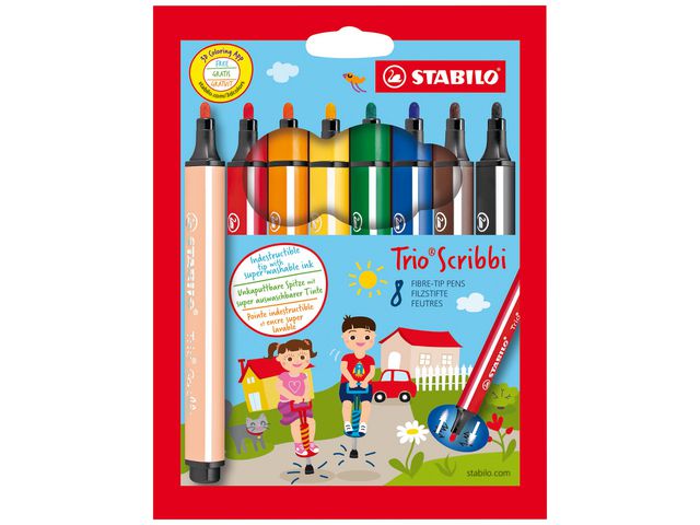 STABILO Fiberpenna Trio Scribbi-penna 8/fp | Skola och förskola - Pennor och tillbehör - Fiberpennor - Standard | Kontorsexperten