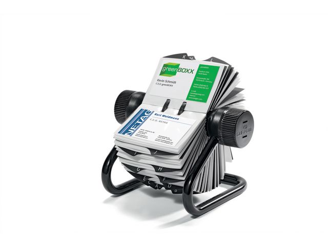 DURABLE VISIFIX visitkortssnurra, kapacitet för 400 kort, A-Ö-flikar, svart | Kontorsmaterial - Till skrivbordet - Visitkortshållare | Kontorsexperten