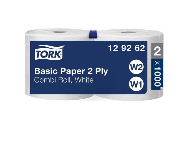 Tork Torkrulle Basic W1/2 vit 2-lags | Städ och hygien - Toalettpapper och torkpapper - Torkrullar | Kontorsexperten