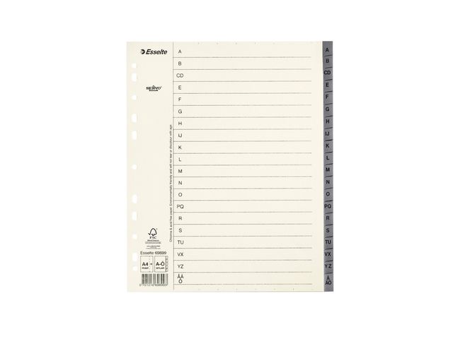 Esselte Pappregister System Servo A4+ A-Ö grå | Kontorsmaterial - Pärmar och register - Servoregister | Kontorsexperten