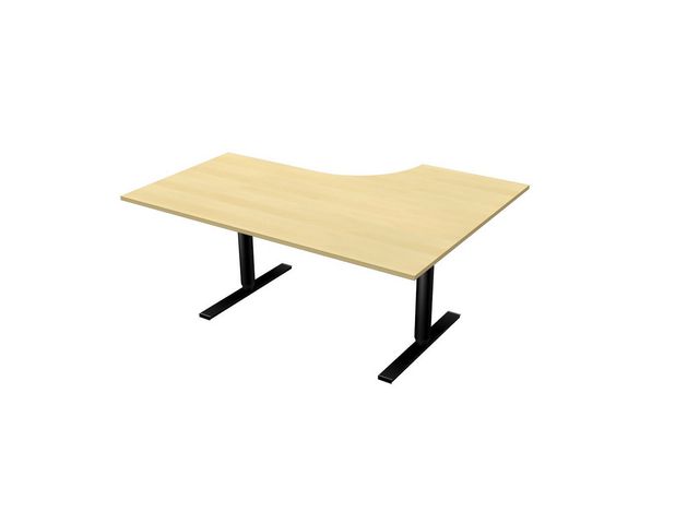 LANAB DESIGN Skrivbord El V 1,6x1,2x0,8x0,6m björkla/svart