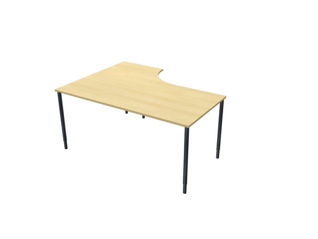 LANAB DESIGN Skrivbord frist H 1,6x1,2x0,8x0,6m björkl/sv | Kontorsmöbler och inredning - Bord och hurtsar - Skrivbord - Fasta | Kontorsexperten