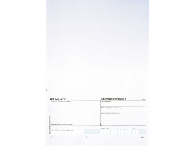 Standardblankett Plusgiro 250/fp | Kontorsmaterial - Blanketter och bokföring - Blanketter | Kontorsexperten