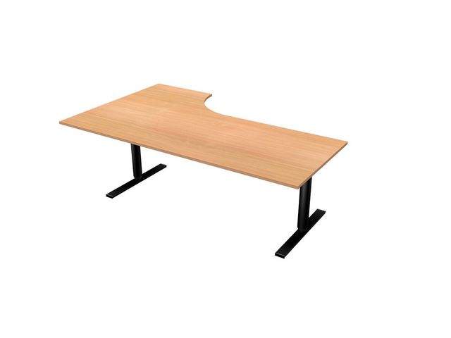 LANAB DESIGN Skrivbord El Höger 200x120cm boklaminat/svart | Kontorsmöbler och inredning - Bord och hurtsar - Skrivbord - Höj/sänkbar | Kontorsexperten