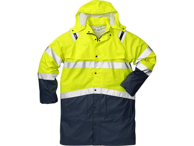 FRISTADS Regnrock 4634 RS Kl3 gul/marin M | Arbetskläder - Arbetsjackor - Hantverk- och servicejackor | Kontorsexperten