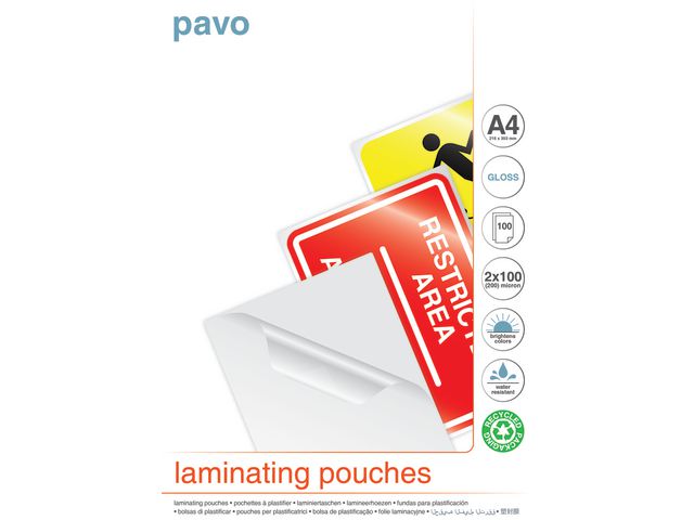 Pavo Laminat A4 klar 100 mic 100/fp | Kontorsmaskiner - Laminering - Laminat - A4 | Kontorsexperten