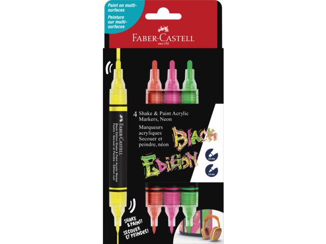 Faber-Castell Fiberpenna shake&paint neon 4/fp | Skola och förskola - Pennor och tillbehör - Fiberpennor - Special | Kontorsexperten