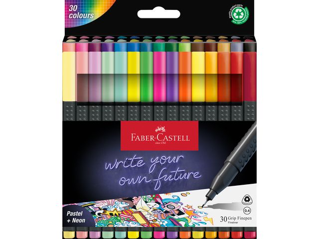 Faber-Castell Fiberpenna Grip Fine 0,4 mm 30/fp | Skola och förskola - Pennor och tillbehör - Fiberpennor - Standard | Kontorsexperten