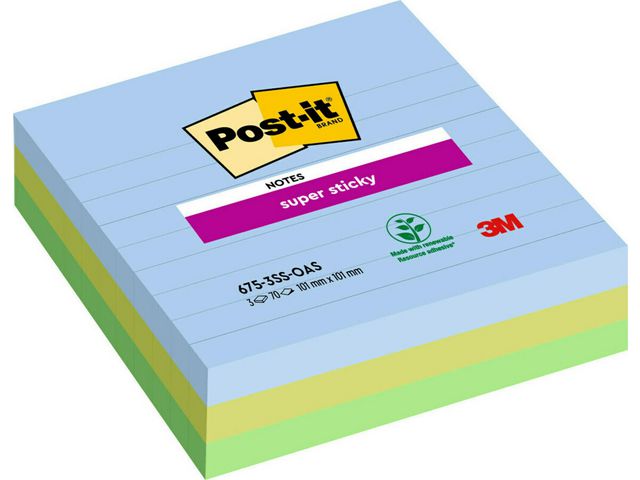 POST-IT Notes Supersticky Oasis Collection 101x101mm 3/fp | Kontorsmaterial - Notes och Post-It - Notes - Extra sticky | Kontorsexperten