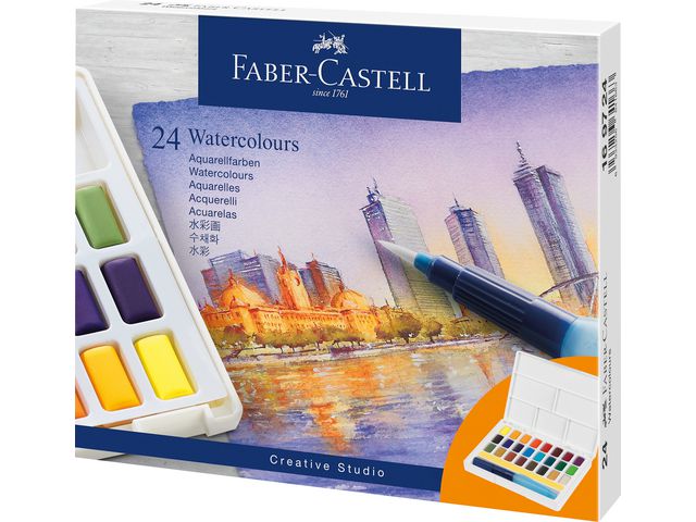 FABER-CASTELL Vattenfärg 24 färger | Skola och förskola - Målarfärg och tillbehör - Färgblock | Kontorsexperten