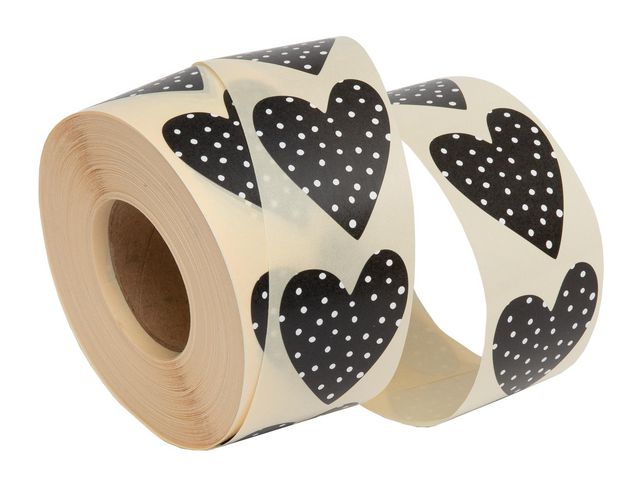 Självhäftande Svarta hjärtan | Emballage och lagerutrustning - Presentinslagning - Presentetiketter | Kontorsexperten