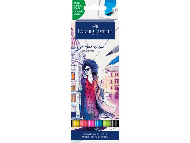Faber-Castell Fiberpenna Goldfaber Aqua Dual 6/fp | Skola och förskola - Pennor och tillbehör - Fiberpennor - Dubbelspets | Kontorsexperten