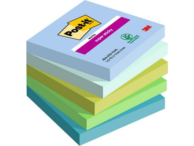 Post-it® Notes Supersticky Oasis Collection 76x76mm 5/fp