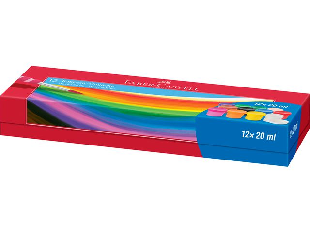 FABER-CASTELL Temprafärg Gouach 20ml x 12 färger | Skola och förskola - Målarfärg och tillbehör - Specialfärg | Kontorsexperten