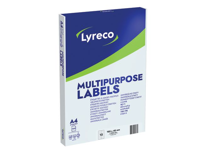 LYRECO Etikett 105x48mm 1200/fp | Emballage och lagerutrustning - Etiketter och godsmärkning - Multifunktionsetiketter | Kontorsexperten