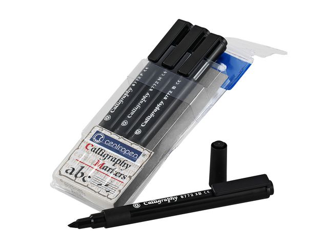 CENTROPEN Kalligrafipennor, 8772, vattenbaserat bläck, snedskuren spets, ergonomiskt grepp, svart 4/fp | Kontorsmaterial - Pennor - Kalligrafipennor | Kontorsexperten