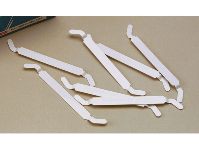 Pappersklämma, plast, 25 arks kapacitet, vit 100/fp | Kontorsmaterial - Arkivering och kontorsförvaring - Arkiveringstillbehör | Kontorsexperten