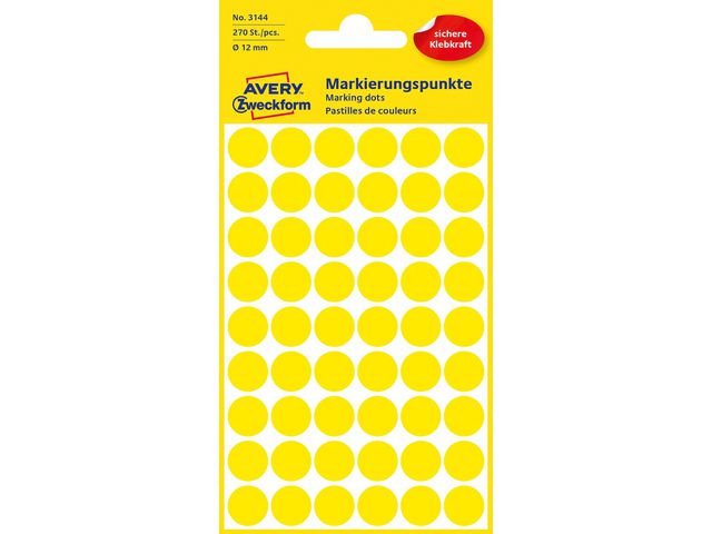Produktfoto för Avery Färgkodningsprickar ø12 mm gul