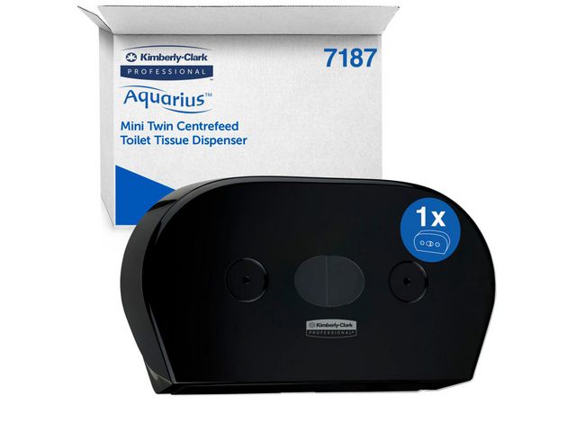 AQUARIUS Dispenser 7187 Mini Twin toalettpapper centrummatad svart | Städ och hygien - Toalettpapper och torkpapper - System - Kimberly Clark | Kontorsexperten