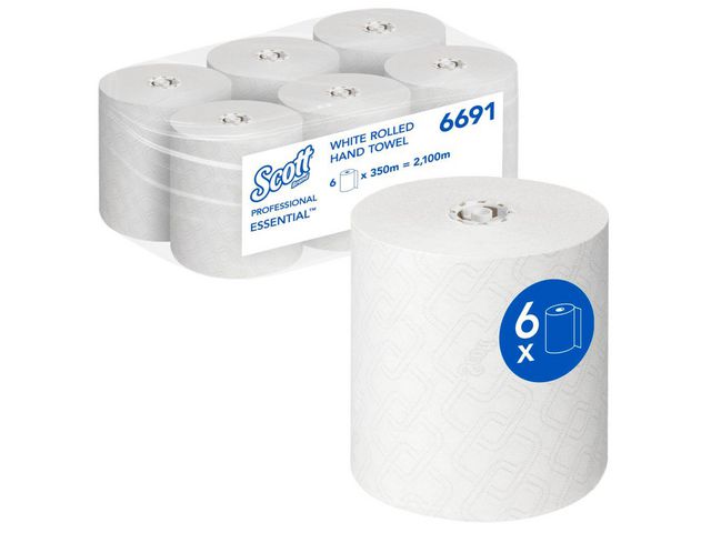 SCOTT Pappershandduk 6691 1-lagers 350m vit | Städ och hygien - Toalettpapper och torkpapper - Industritork | Kontorsexperten