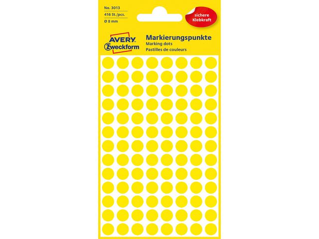 Produktfoto för Avery Färgkodningsprickar ø8 mm gul