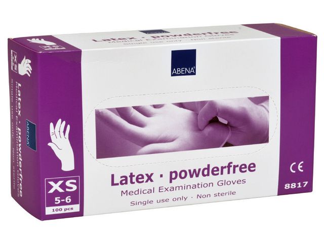 ABENA Latexhandske puderfri XS 100/fp | Skyddsutrustning - Engångshandskar - Latexhandskar | Kontorsexperten