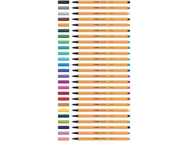 STABILO Fineliner Point 88®, tunn spets, orange pennkropp, blått bläck | Kontorsmaterial - Pennor - Finelinerpennor | Kontorsexperten