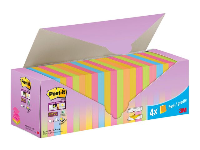 Post-it® Notes Z-Notes SuperSticky 76x76mm 6 färger 24/fp | Kontorsmaterial - Notes och Post-It - Notes - Z-block | Kontorsexperten