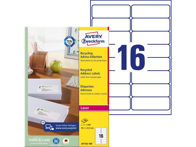AVERY Etikett QuickPeel 99,1x33,9mm 1600/fp | Emballage och lagerutrustning - Etiketter och godsmärkning - Adressetiketter | Kontorsexperten