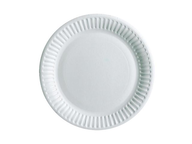 Produktfoto för Papperstallrik Huhtamaki, Ø 15 cm, förpackning med 100 stycken.