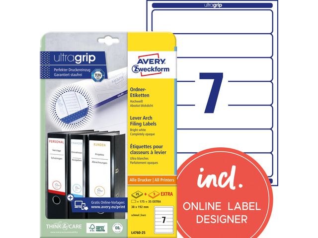 AVERY Etikett smal pärm 192x38mm 175/fp | Emballage och lagerutrustning - Etiketter och godsmärkning - Specialetiketter | Kontorsexperten