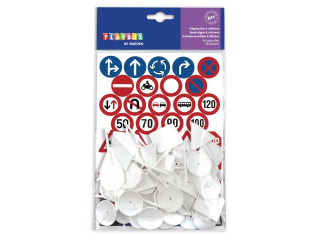 PLAYBOX Vägskyltar och stickers 100/fp | Skola och förskola - Lekmaterial - Leksaksbilar | Kontorsexperten