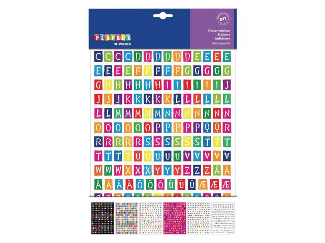 PLAYBOX Stickers bokstäver 1100/fp | Skola och förskola - Hobbymaterial - Bokmärken och stickers | Kontorsexperten