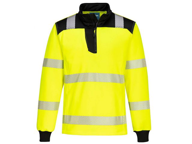PORTWEST® Sweatshirt PW3 Hi-Vis 1/4 Zip gul XL | Arbetskläder - Varselkläder - Varseltröjor | Kontorsexperten