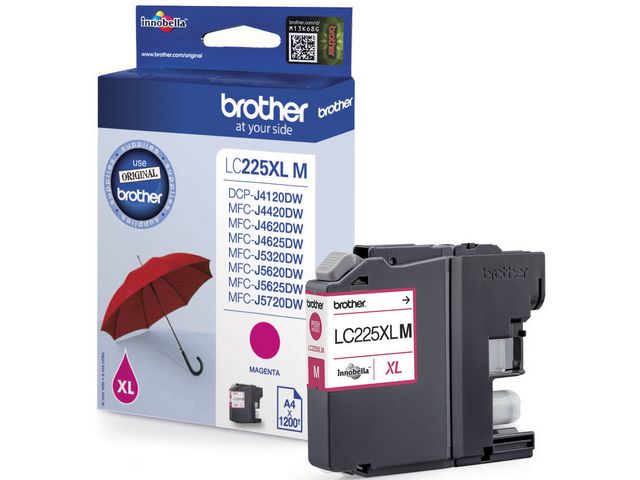 Brother Bläckpatron LC-225XLM, magenta | Toner och bläck - Bläckpatroner - Bläckpatroner Brother | Kontorsexperten