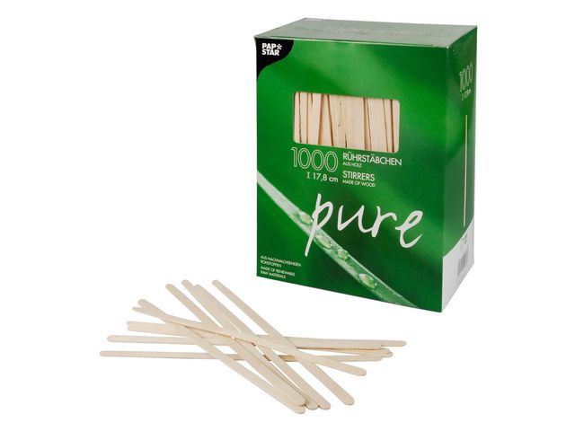 PAPSTAR Rörpinne Trä 17,8cm x 5mm 1000/fp | Kök och servering - Engångsartiklar - Engångsbestick | Kontorsexperten