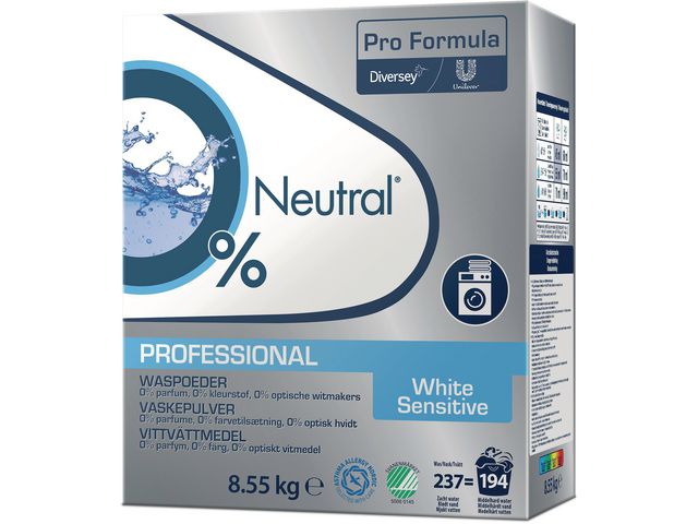 NEUTRAL Tvättmedel Pro Formula White Sensitive 8,55kg | Städ och hygien - Tvättmedel och klädvård - Tvättmedel | Kontorsexperten