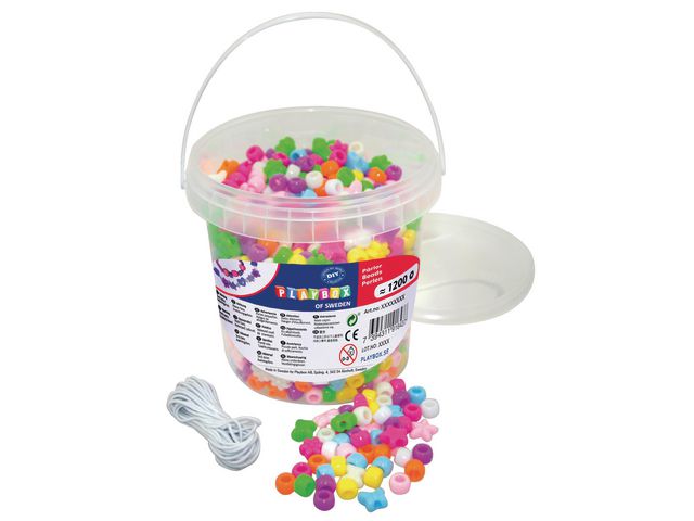Produktfoto för Playbox Plastpärlor i hink 1200 st