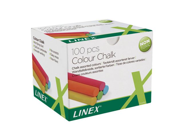 Produktfoto för Linex Tavelkrita LINEX sort färger 100/fp