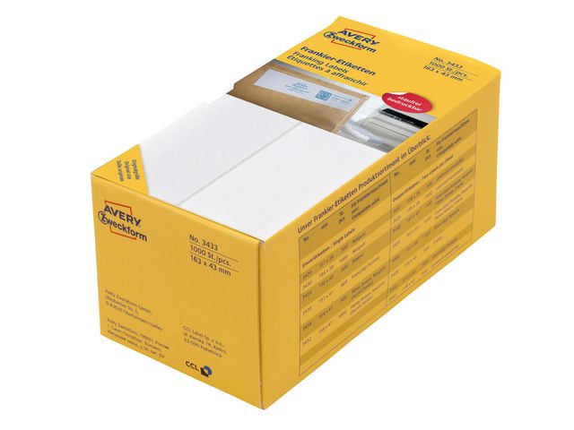 AVERY Frankeringsetikett 163x43mm 1000/fp | Emballage och lagerutrustning - Etiketter och godsmärkning - Frankeringsetiketter | Kontorsexperten