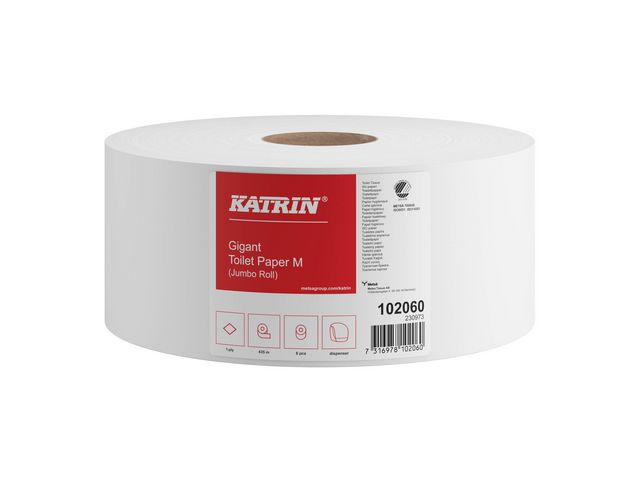 KATRIN Toalettpapper Gigant M 1-lager, 98 mm, naturell vit 6/fp | Städ och hygien - Toalettpapper och torkpapper - Toalettpapper - rulle | Kontorsexperten