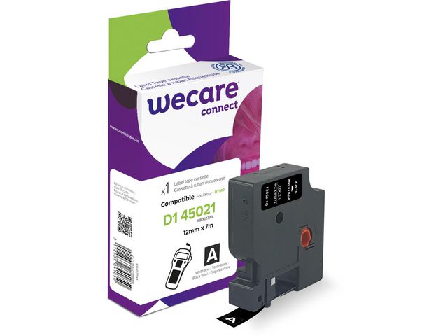 Wecare Tape 12mm Vit på Svart | Kontorsmaskiner - Märkmaskiner och tape - Tape - Dymo D1 | Kontorsexperten