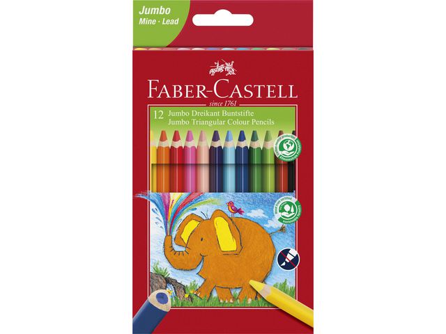 Faber-Castell Färgpenna Jumbo trekant 12 färger | Skola och förskola - Pennor och tillbehör - Färgpennor - Jumbo | Kontorsexperten